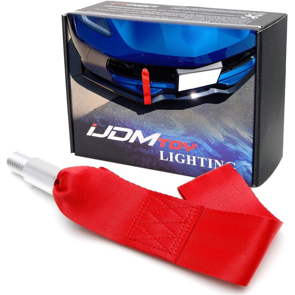 IJDMTOY Racing สไตล์ Tow Hook Mount กีฬาสีแดง Poly ลากจูงสาย,ใช้งานร่วมกับ Chevrolet 2014-2019 C7 Co