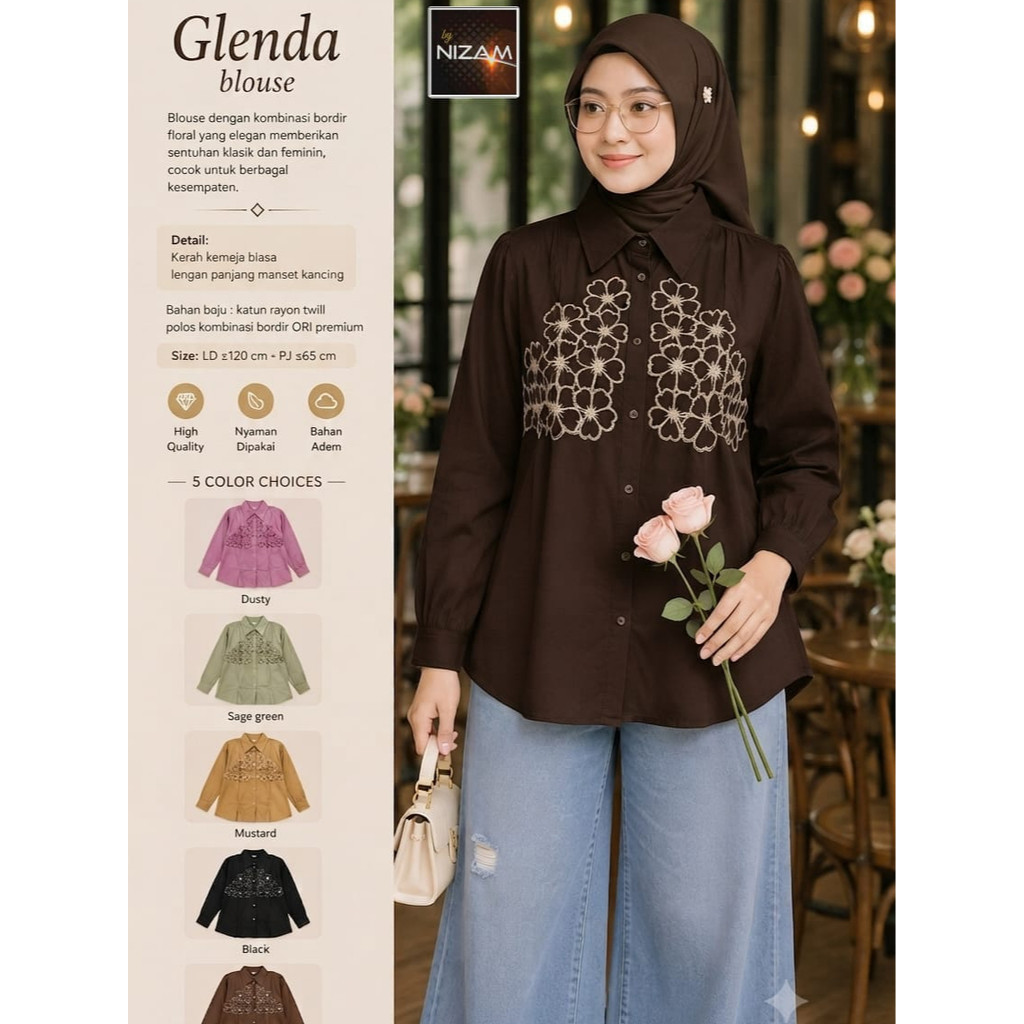 0709 GLENDA BLOUSE by NIzAM DAILY WEAR ORIGINAL BRAND SOLO FASHION HIJAB