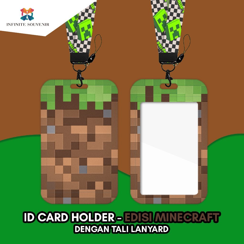 [N004] Minecraft / Name Tag ID Card Holder with Game Lanyard / Block World / Pixel Craft