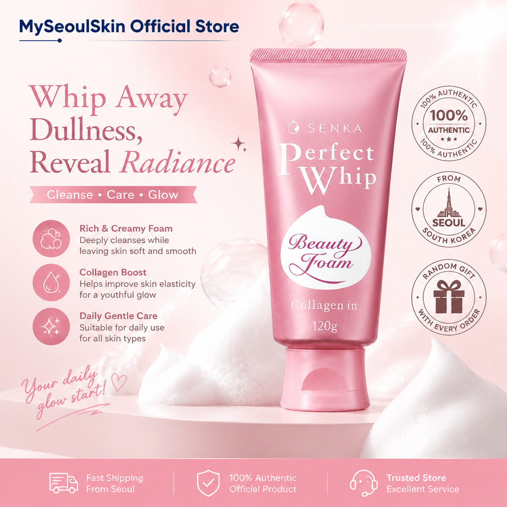 Senka Perfect Whip Collagen In Cleansing Foam 120g Deep Cleansing Moisturizing Facial Wash Olive You