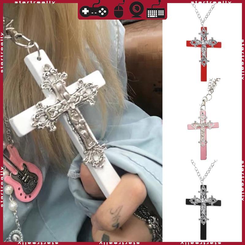 ST Cross จี้สร้อยคอคอยาว Gothic Choker Punk Clavicle CHAIN เครื่องประดับสําหรับ Egirl Eboy