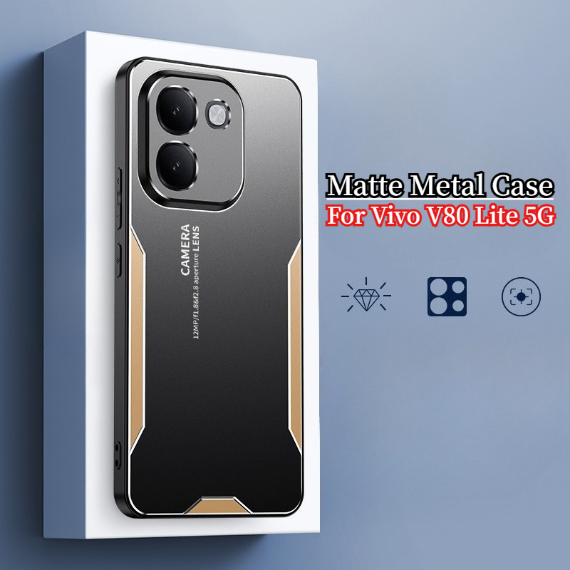 Matte โลหะ Hard เคสโทรศัพท์สําหรับ Vivo V80 Lite 5G กล้องเลนส์ป้องกันกรณีกันกระแทกปกหลัง Vevo VivoV8