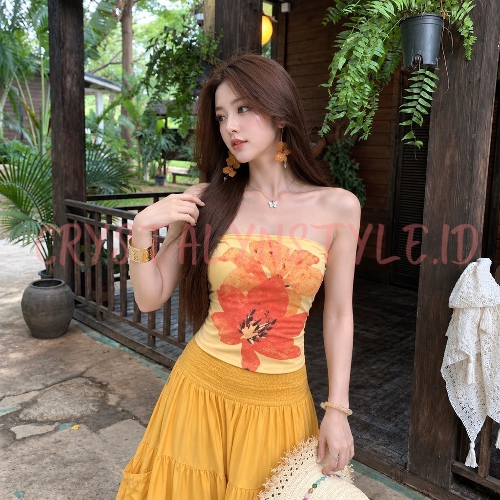 *CRYSTALYN* Tube / Tube Top / Crop Top Poppy Beach Vibes
