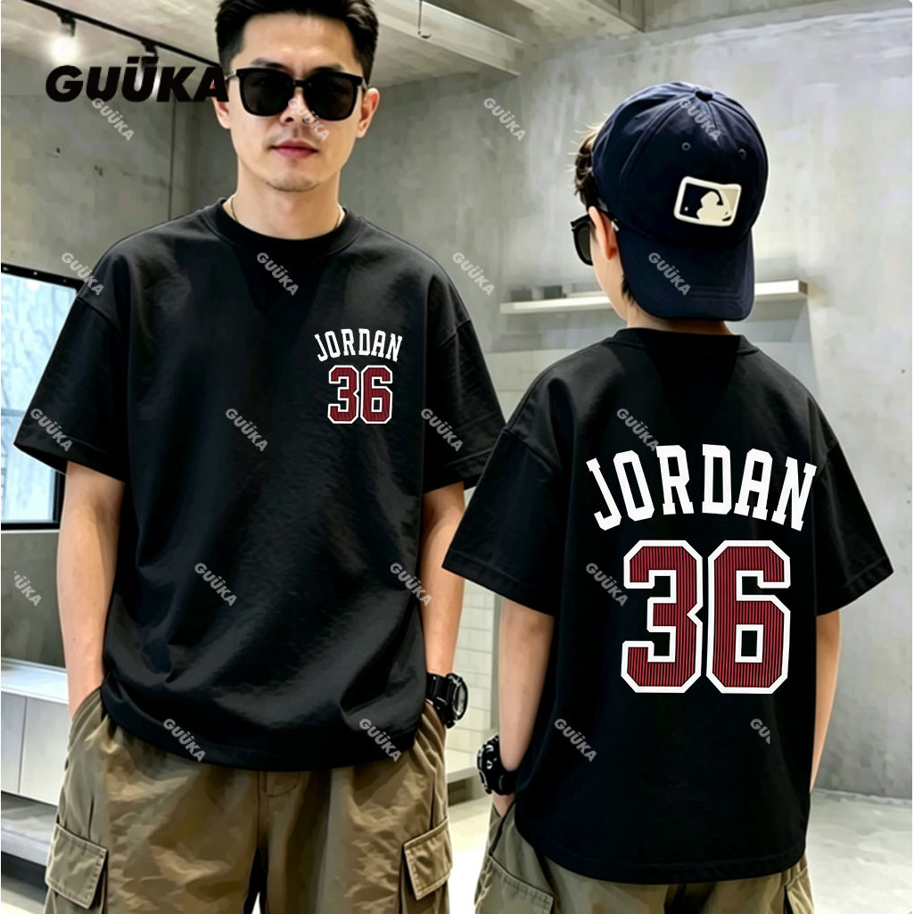 GUUK Sedon Family เสื้อยืดแขนยาวแขนสั้น, JORDAN 36 พิมพ์เสื้อผ้าครอบครัวผู้ใหญ่เด็ก Tops