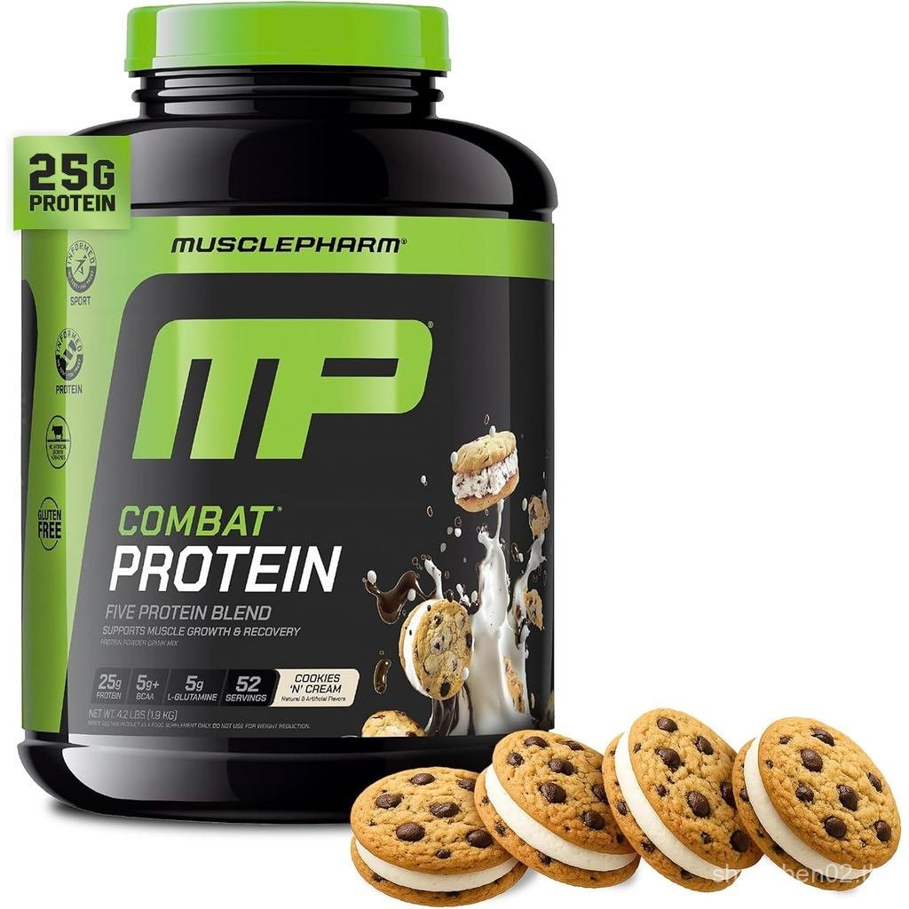 MusclePharm Combat Protein Powder, Cookies N Cream Flaor, Fuels Muscles for Productie Workouts, 5 Pr