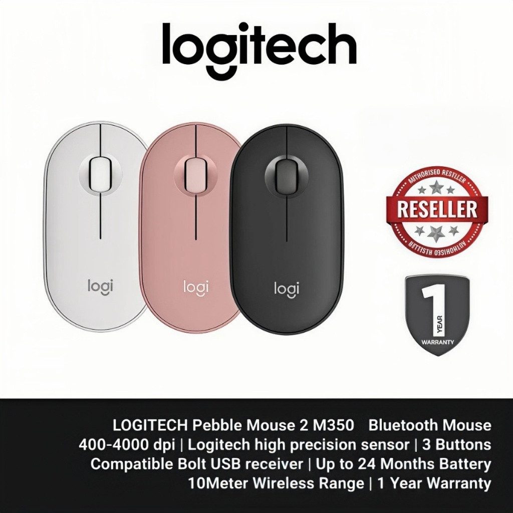 เมาส์ไร้สาย Bluetooth Logitech Pebble Mouse 2 Slim M350