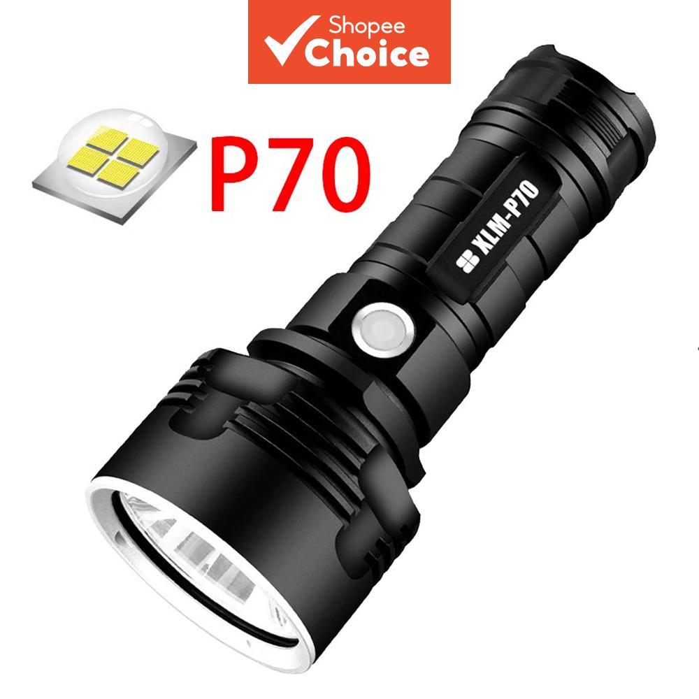 ไฟฉายยุทธวิธี LED XHP70 แบบชาร์จ USB สว่างพิเศษ กันน้ํา สําหรับตั้งแคมป์กลางแจ้ง