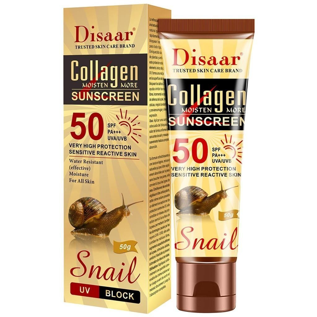 ครีมกันแดด DISAARBEAUTY มีสารสกัดจากคอลลาเจนและหอยทาก 50SPPFPA+++ ป้องกันรังสียูวีA/UVB เหมาะสําหรับ