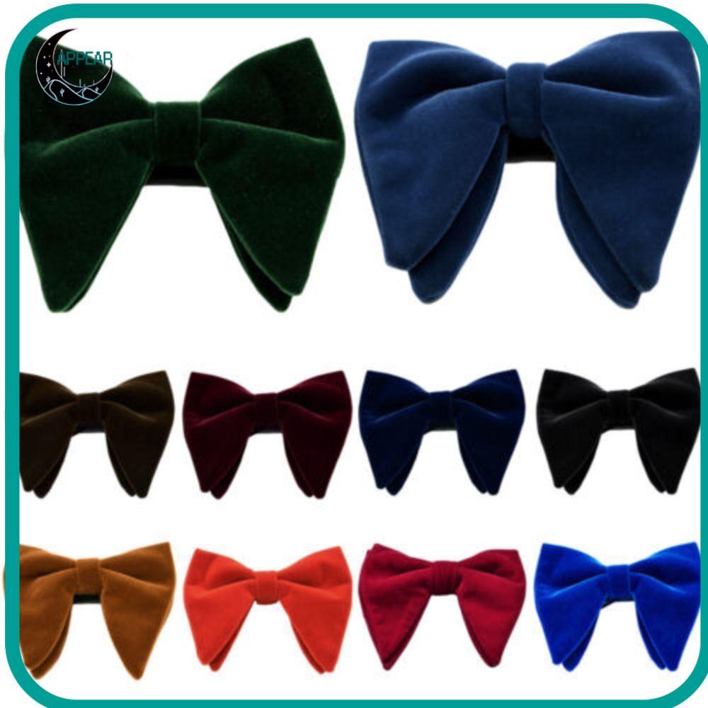APPEAR Bow Tie, Velvet Adjustable Mens Large Bow Tie, Solid Big Bow Tie งานแต่งงาน