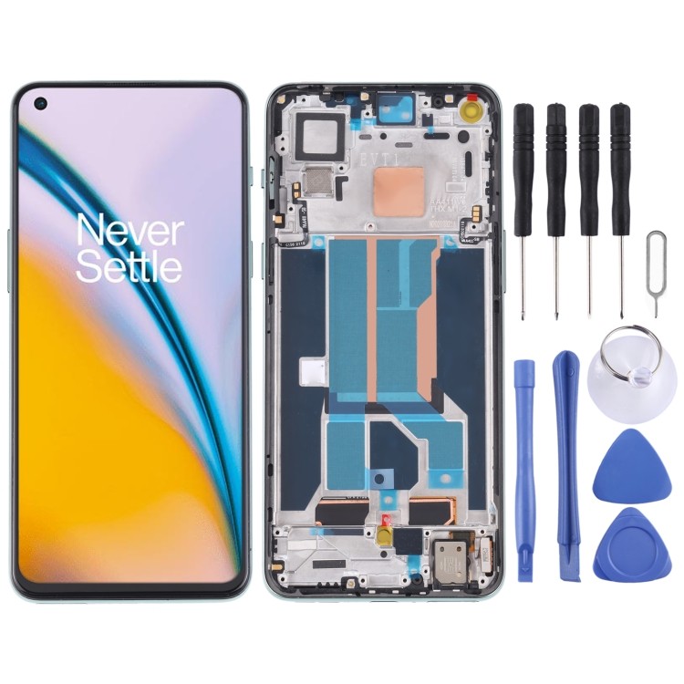 สําหรับ OnePlus Nord 2 5G DN2101 DN2103 Digitizer Full Assembly พร้อมกรอบ OEM หน้าจอ LCD (สีเขียว)