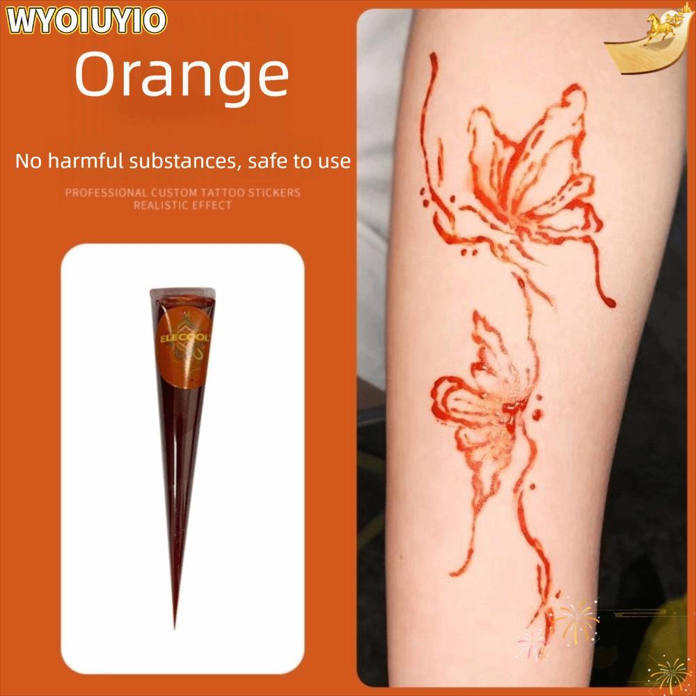 WYOIUYIO Henna Paste Cone,ชั่วคราวกึ่งถาวรHenna Tattoo Cream, Henna Cream Black Brown Easy-To-Use Me