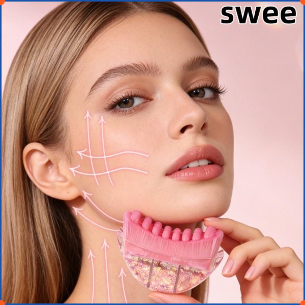 SWEE Contour เครื่องนวดสําหรับ Jawline, คางแบบพกพาลดอาการบวมเป็นน้ําเหลืองแปรงหน้าคอนทัวร์, คริสตัลส