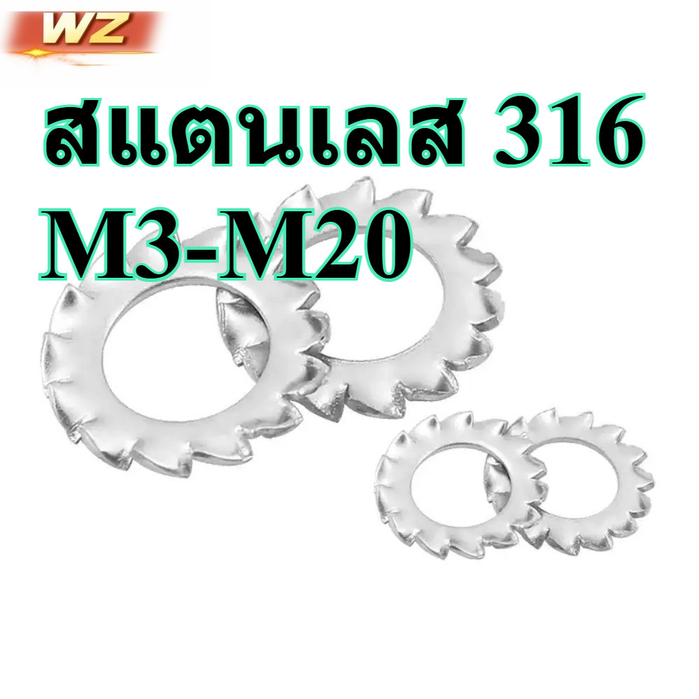 สกรูหัวฟันเลื่อยภายนอกสแตนเลส 316 ยี่ห้อ WZ ขนาด M3 M4 M5 M6 M8 M10 M12 M14 M16 M20 มาตรฐาน GB ผลิตใ