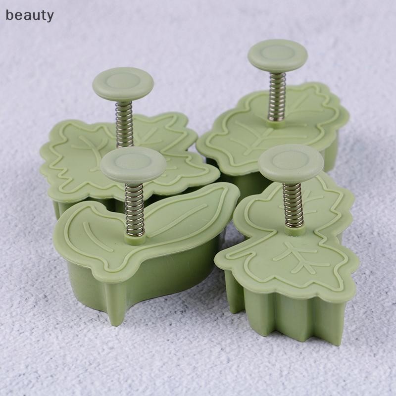 [ความงาม] 4 ชิ้น/เซ็ต DIY แม่พิมพ์อบรูปใบไม้ 3D เครื่องตัดคุกกี้บิสกิตแม่พิมพ์ครัวเครื่องมือ TH