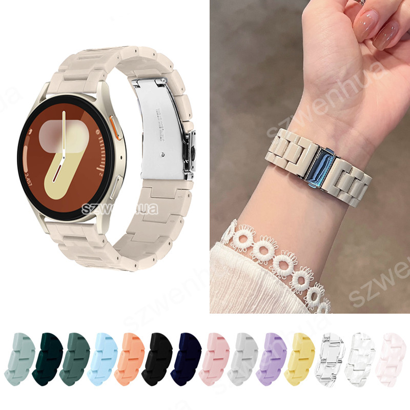 หัวเข็มขัดสแตนเลสสีลูกกวาดสายเรซินสําหรับ Samsung Galaxy Watch 7 6 5 4 40 มม.44 มม. FE Galaxy Watch 5pro 45 มม.คลาสสิก 42 Active 2