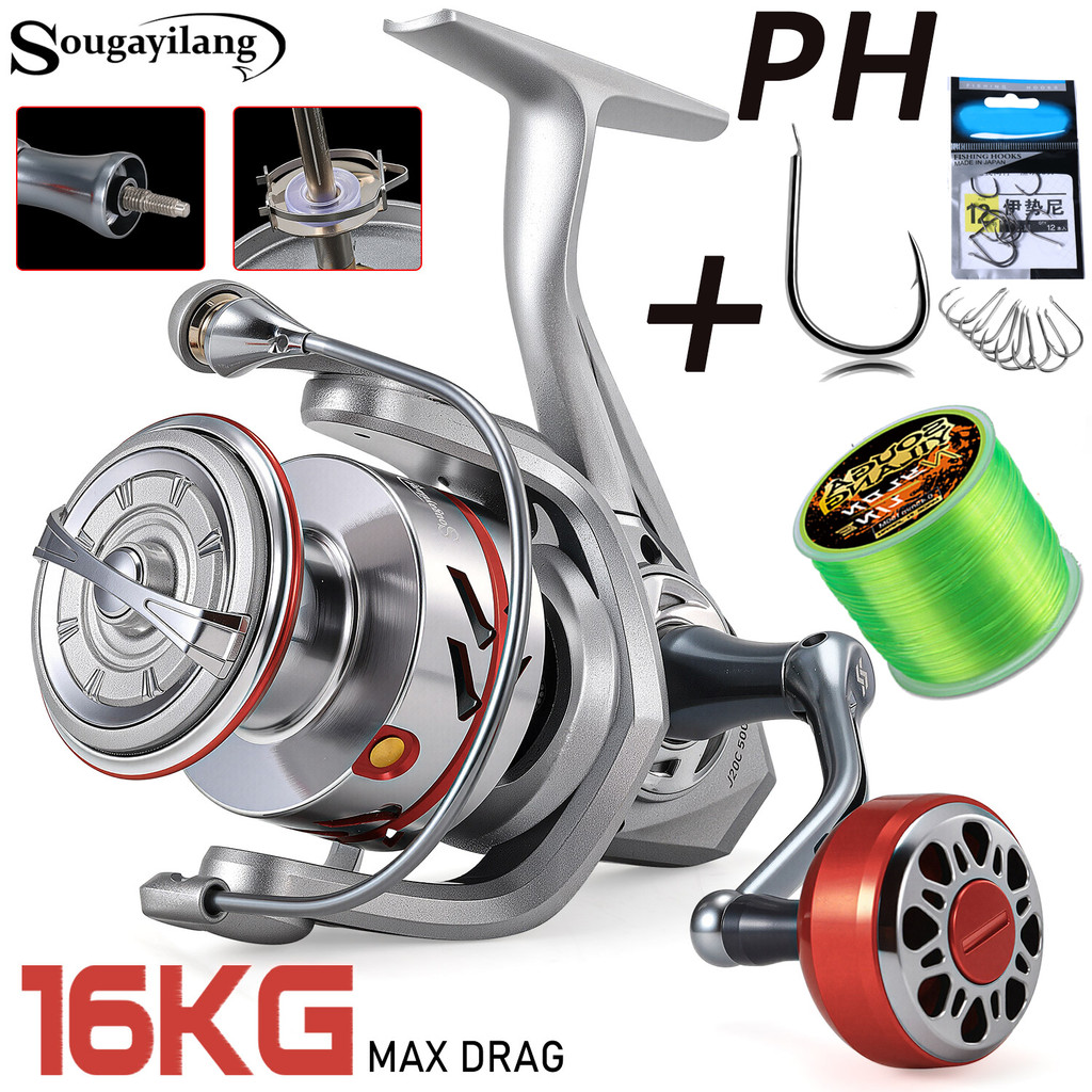 Sougayilang Fishing Reel สpool แบบพวงเก็บ.line .series 1500-5500 กำลังดึงสูงสุด 10 กก., เหมาะสำหรับการตกปลalure