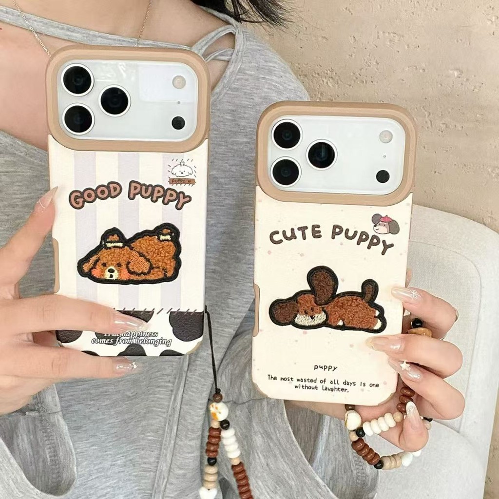 เคสขนปุ๊มปั๊มปักลายสุนัข ใหม่ล่าสุด กันกระแทก สำหรับ iPhone 17 promax 16/15/14/13