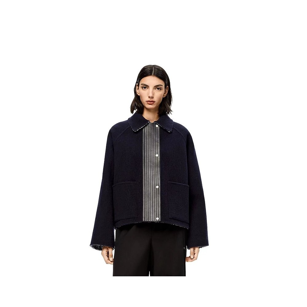 Hong Kong Direct Mail LOEWE สีดําปกสั้นเสื้อแจ็คเก็ตสุภาพสตรี/เสื้อ