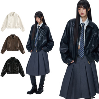 เสื้อแจ็คเก็ตหนังผู้ชาย สไตล์อเมริกัน ทรงคล่องแคล่ว เหมาะสำห…