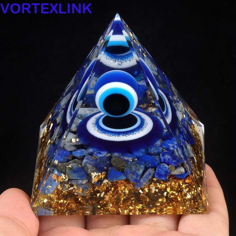 VORTEXLINK หุ่นพีระมิดเครื่องประดับเรซิ่นและคริสตัล พร้อมดวงตาปีศาจ เพิ่มโชคลาภ ของขวัญวันเกิดสำหรับคนที่คุณรัก