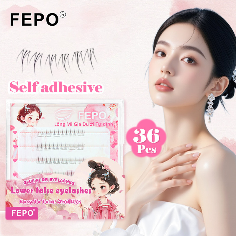 FEPO 6 แถว Self กาวขนตาปลอมล่างไม่จําเป็นต้องกาวรากโปร่งใส 5 มม.