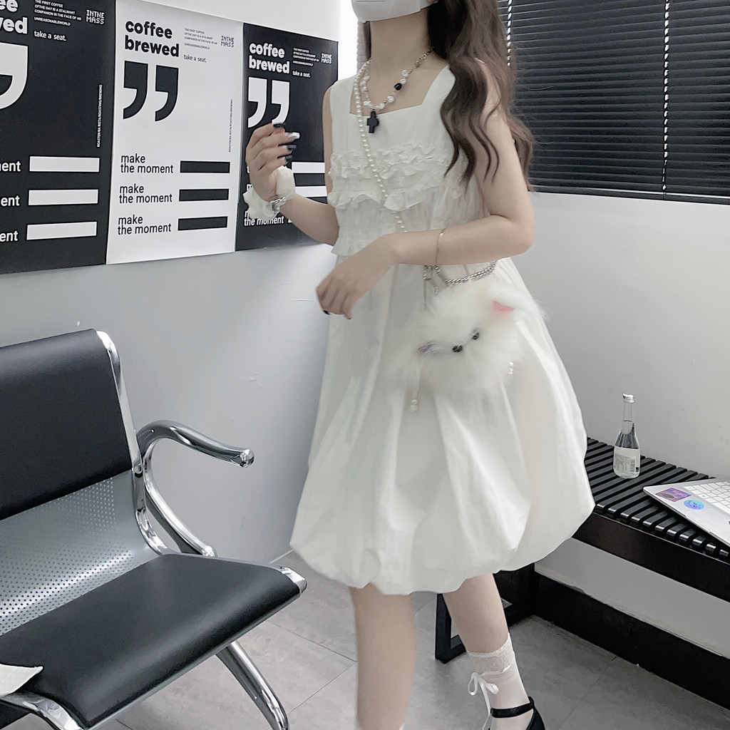 [Seasonal Clearance ลด 10%] Sugar Content 100% Girly Ruffled Bud Dress