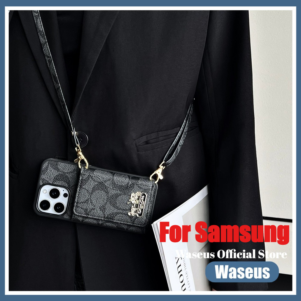 SAMSUNG ปกหนังที่เหนือกว่าพร้อมที่เก็บการ์ดสําหรับSamsung 25 Ultra S24 S23 S22 Ultra S21 Plus FEกระเ