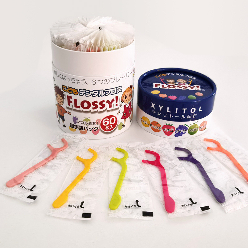 Flossy Flossy Flossy Flossy ไหมขัดฟันสําหรับเด็ก รสผลไม้ เด็ก ดูแลช่องปาก การดูแลปาก 10.18