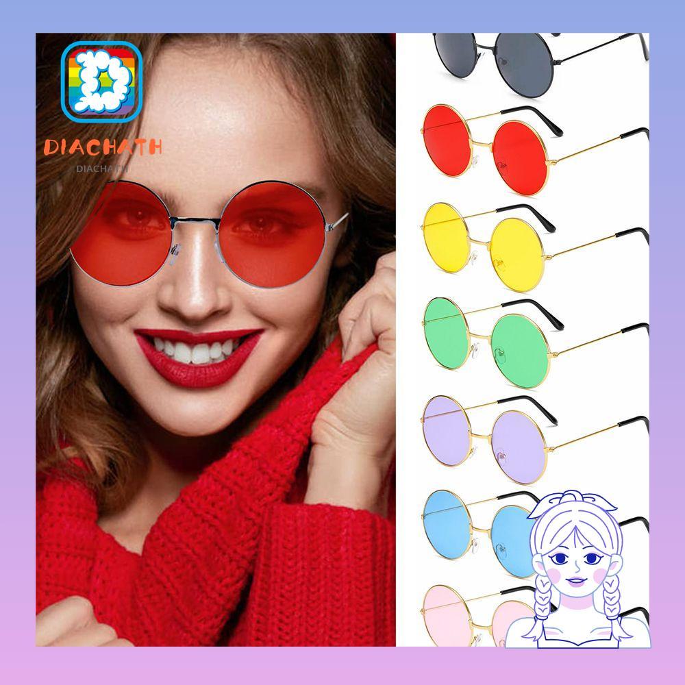 DICHATH แว่นกันแดดทรงกลม Party Women Men Fashion Circle Glasses