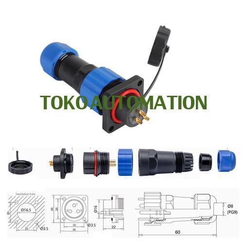 SP16 3 พิน 3pin Connector สายกันน้ํา Aviation Connector SK05 !