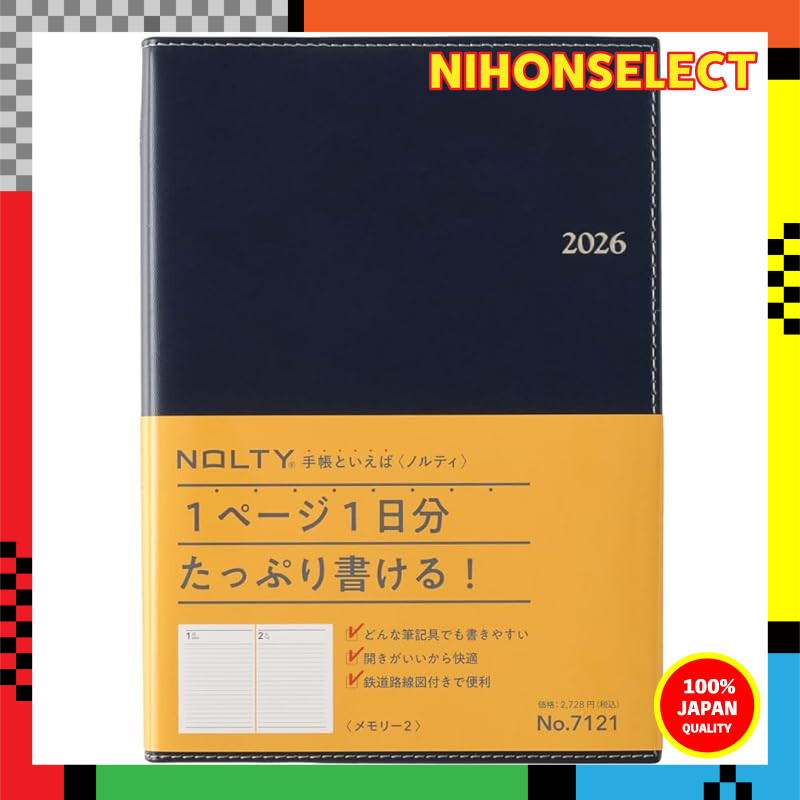NOLTY 2026 A5 Daily Memory 3 Planner - Blue - Starts January 2026