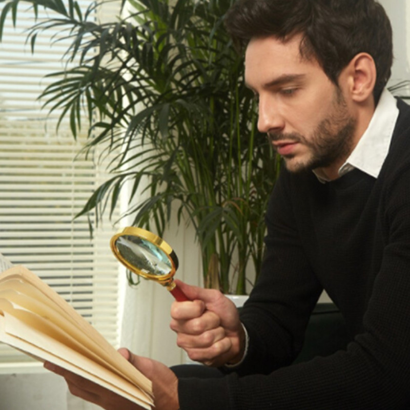 【พร้อมส่ง】 แว่นขยาย สีทอง 90/80/70 มม มีด้ามจับ 10 เท่า อ่านหนังสือ หนังสือ หนังสือพิมพ์ ตัวเลนส์กรอบทอง + ด้ามจับสีไม้ - รูปที่ 4