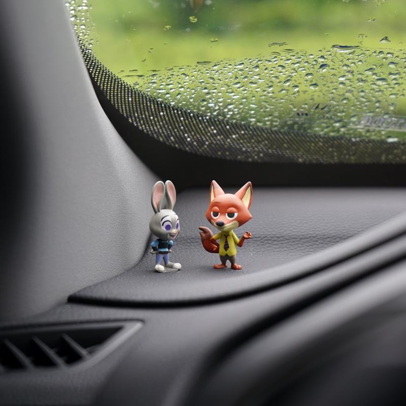 Nick Judy เครื่องประดับรถยนต์คอนโซลกลางรถตกแต่งหน้าจอน่ารักบ้า zootopia อุปกรณ์ตกแต่งภายในรถยนต์