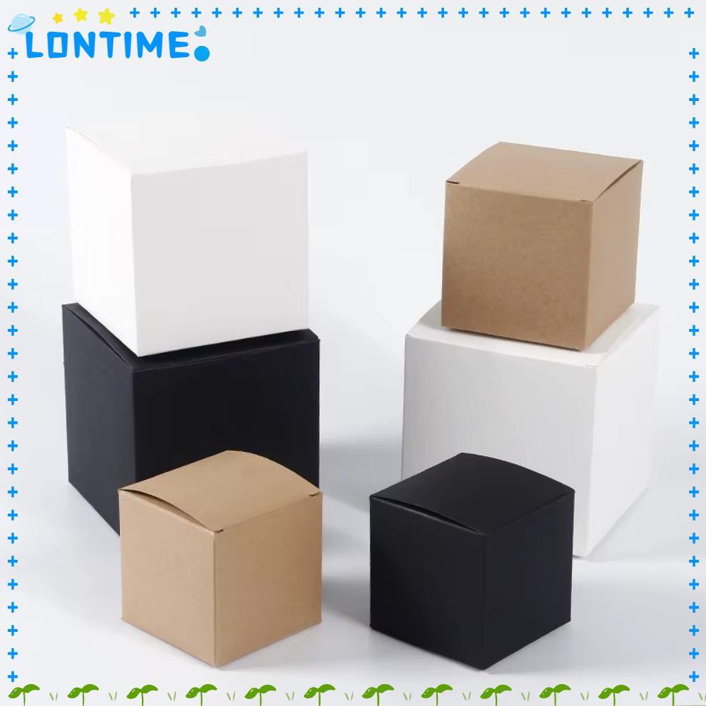 LONTIME 10 ชิ้นกล่องบรรจุภัณฑ์ของขวัญ, หลายขนาดพับกล่องขนม,สแควร์ขนาดเล็กกระดาษคราฟท์เครื่องสําอางตัวอย่างกล่องสําหรับเจ้าสาววันเกิด Party Decor