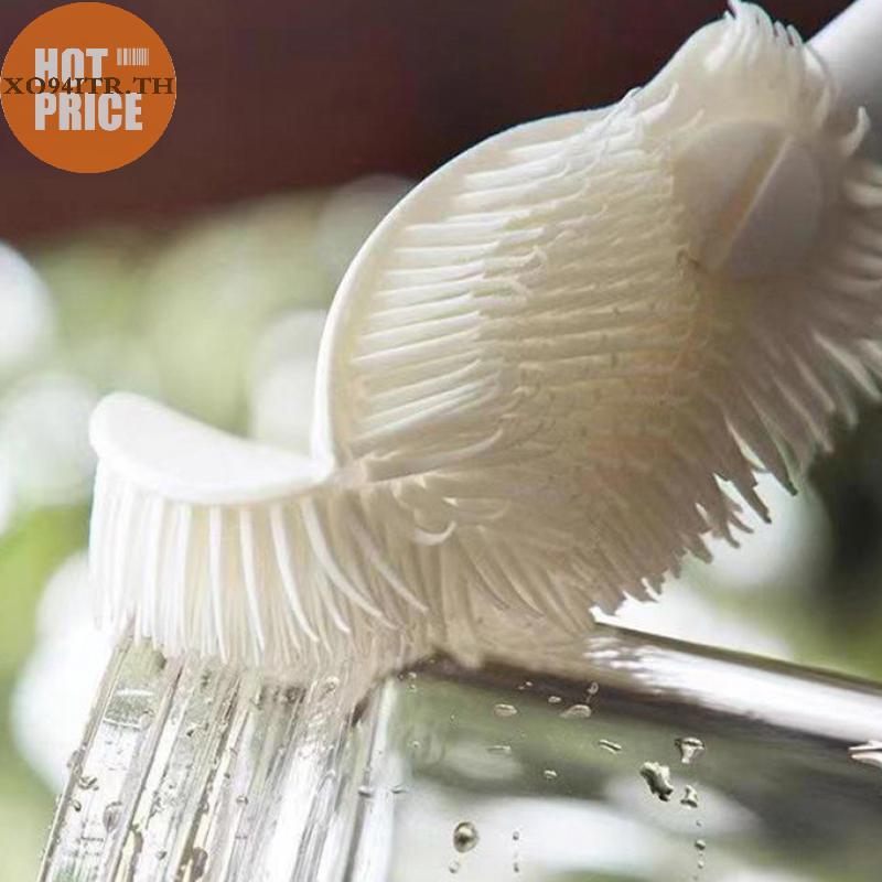 XOITR แปรงทําความสะอาดถ้วยด้ามยาวขวดทําความสะอาดซิลิโคนขวดนม Wineglass ถ้วยทําความสะอาดครัวเรือนแก้ว