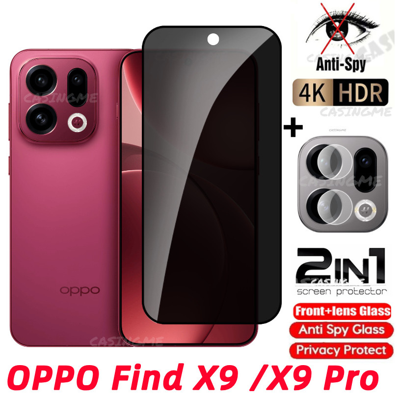 OPPO Find X9 X9Pro 2025 กระจกนิรภัยส่วนตัว Anti-Spy คลุมทั้งหมดปกป้องหน้าจอ Anti Peek ฟิล์มความเป็นส่วนตัวสําหรับ OPPO ค้นหา X9 FindX9 OPPOFindX9 Pro X9Pro 5G Anti Peek ฟิล์มความเป็นส่วนตัว