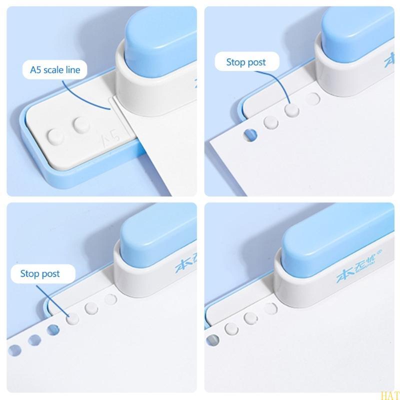 HAT 5 หลุม Puncher กระดาษ Puncher Craft Paper Punch Tool แบบพกพา Manual Paper Punch