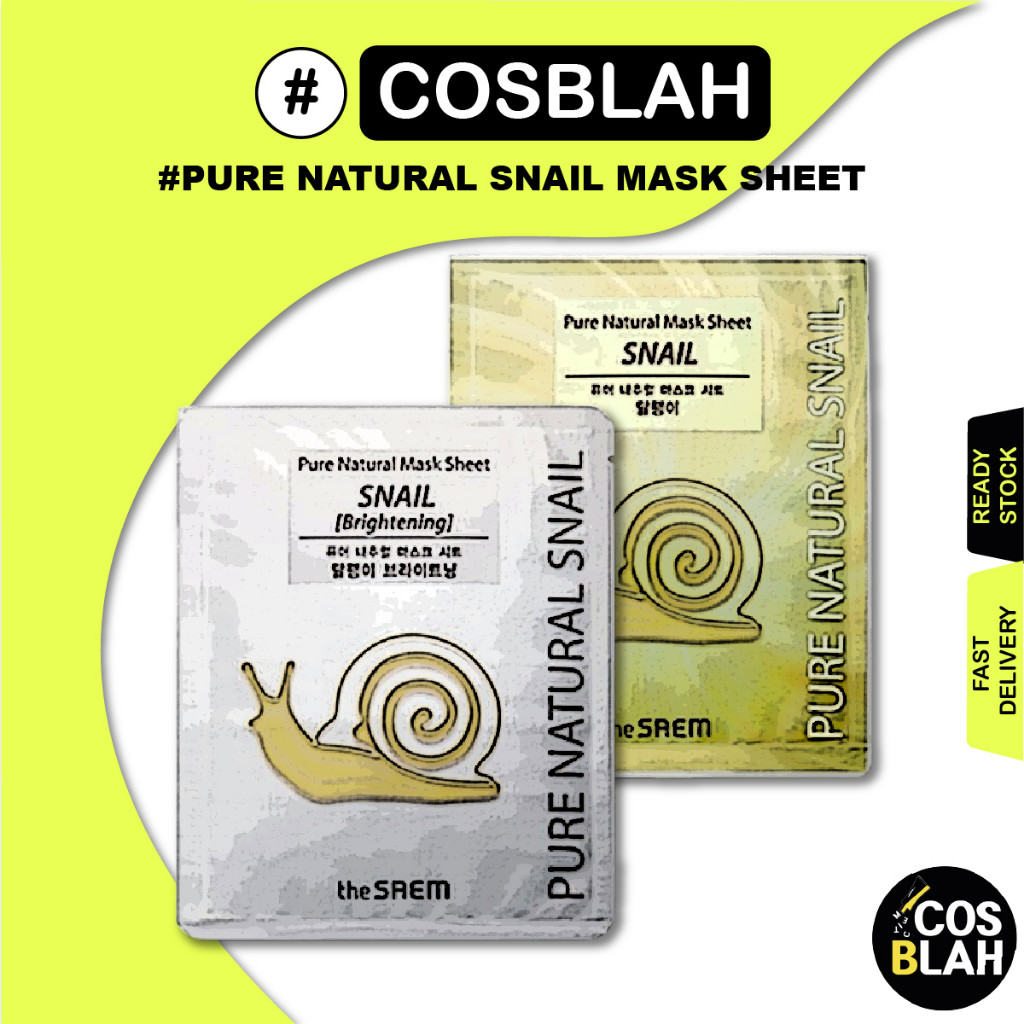 New Product # 1P / 5P / 10P The Saem Pure Natural Mask Sheet (Snail / Snail Brightening)