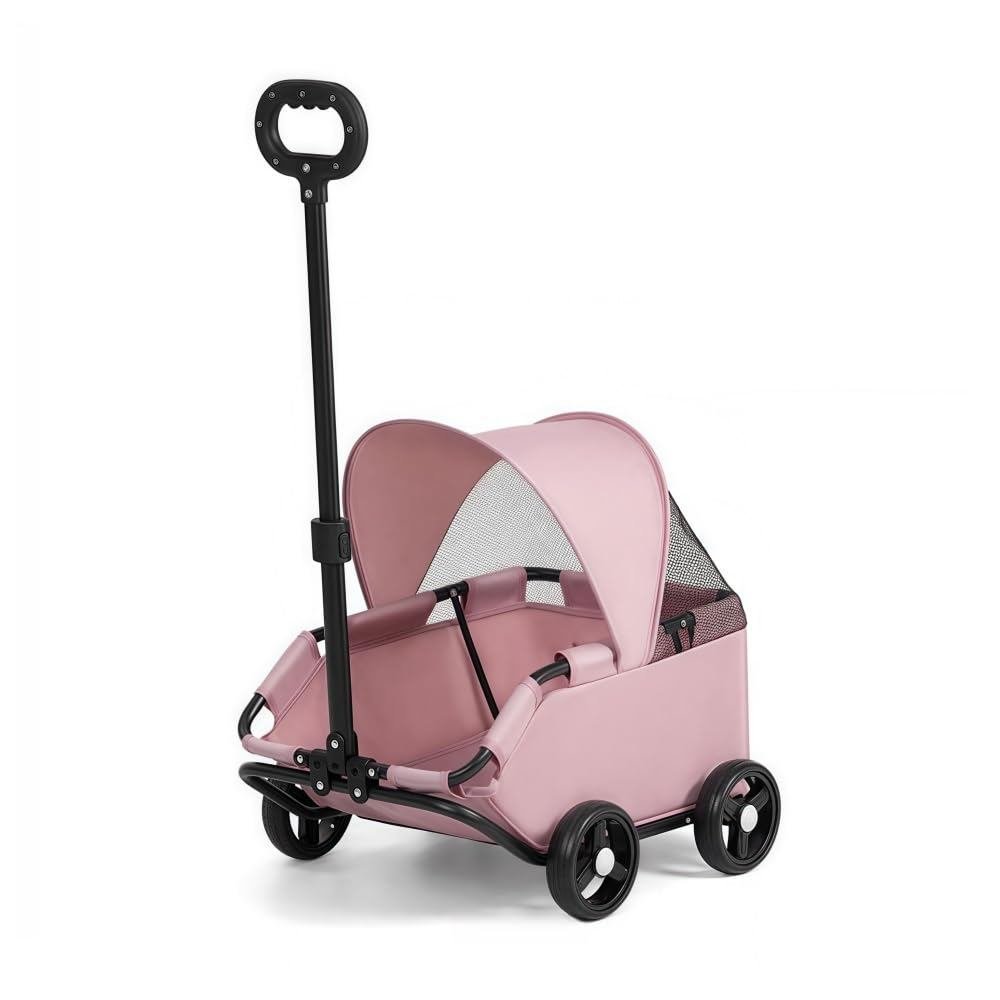 Compact Foldable Pet Stroller for Small Dogs & Cats with Mesh Canopy, Lightweight Travel Carrier Wag