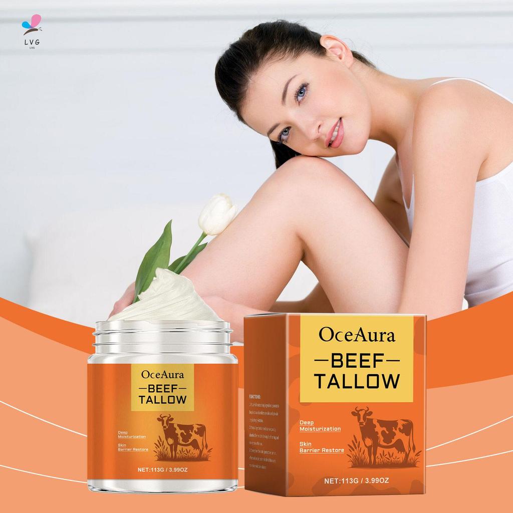 Beef Tallow Cream Moisturizer สําหรับผิวหน้าและผิวกาย - Non-Greasy Honey Balm Skin Care 113g