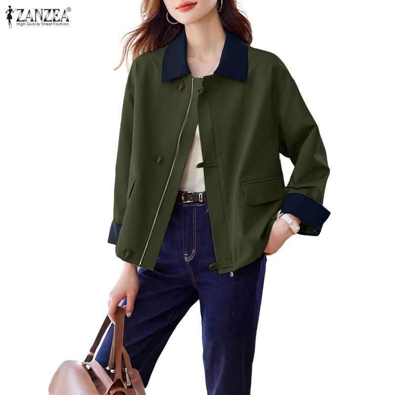 ZANZEA เสื้อแจ็คเก็ตซิปลายเกาหลีแขนยาวสำหรับวันหยุด — صورة 6