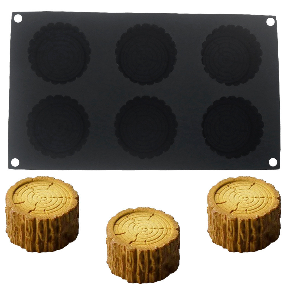 จําลองตอมูสเค้กซิลิโคนแม่พิมพ์ ทําเอง ช็อคโกแลตตกแต่งเครื่องมืออบรอบตอไม้แม่พิมพ์ทรงกระบอก - รูปที่ 7