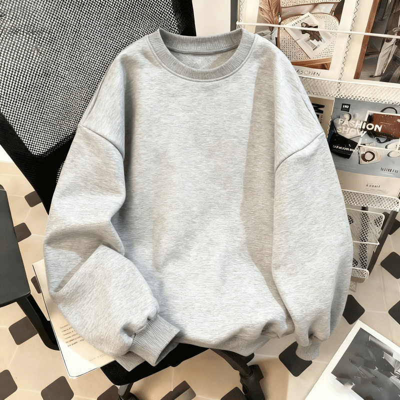 สื้อยืดแขนยาววีสำหรับชาย สไตล์ย้อนยุคอเมริกัน สไตล์休闲 หลวมสบาย รายการใหม่ฤดูหนาวและใบไม้ร่วง - รูปที่ 4