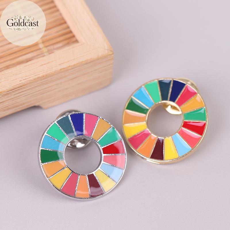 GOLD Enamal 17 สี Sustainable Development Goals เข็มกลัด United Nations SDGs Pin TH