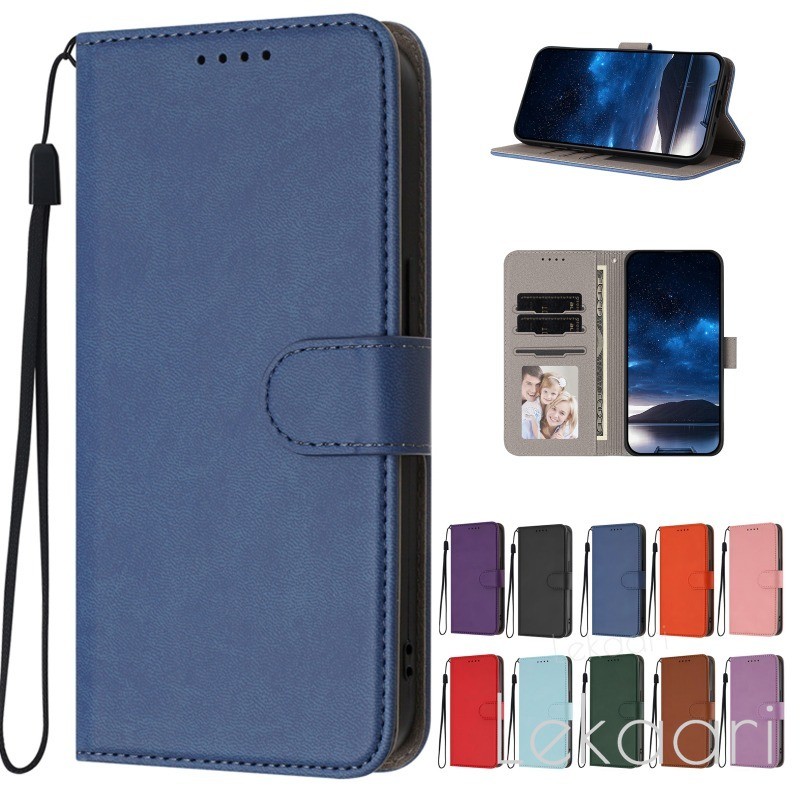 Flip Case สําหรับ ZTE Blade A76 A56 Pro A36 A75 A55 A35 Lite Core A35E A54 สีทึบกระเป๋าสตางค์แม่เหล็