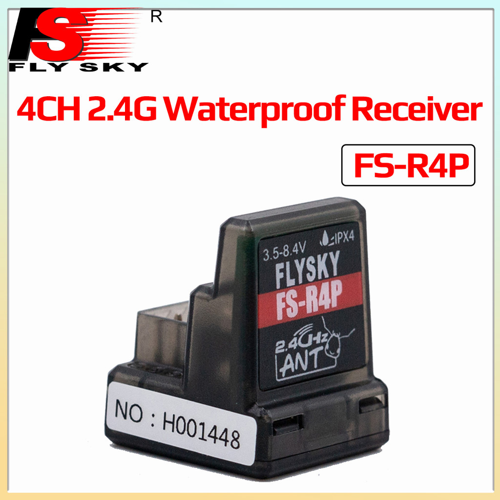 FLYSKY FS-R4P 4CH 2.4G IPX4 ตัวรับสัญญาณกันน้ํา 3.5-8.4V เสาอากาศเดี่ยวในตัวสําหรับรถยนต์ RC ANT Pro