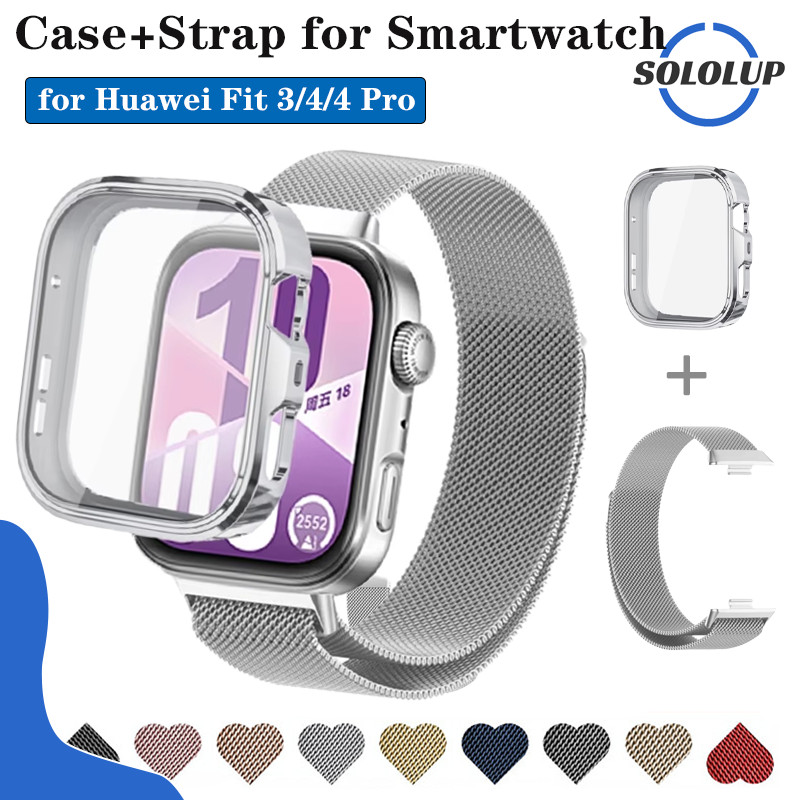 【สาย+เคส 】กรณี TPU สายรัดโลหะลูป Milanese for Huawei Watch Fit 4 Pro / Huawei Watch Fit 4 / Huawei Watch Fit 3