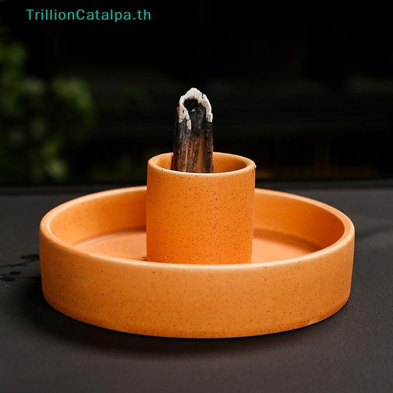 TrillionCatalpa เซรามิค Palo Santo ผู้ถือธูป Burner สําหรับ Stick Sage ผู้ถือธูป Ash Catcher ถาดสําหรับสมาธิโยคะห้อง TH