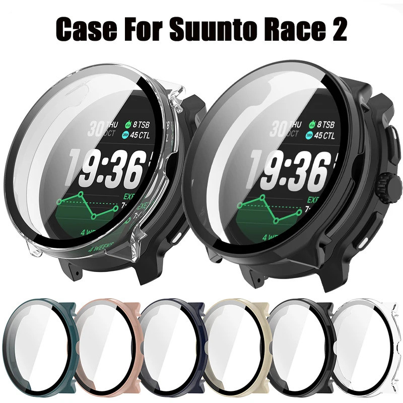 Hard Edge Shell Glass Screen Protector กรอบสําหรับ Suunto Race 2 ป้องกันกันชนสมาร์ทอุปกรณ์เสริมสําหร