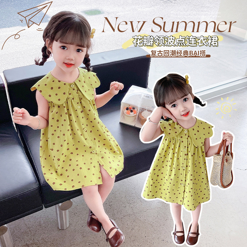 มีสินค้าพร้อมส่ง! เดรสสไตล์เจ้าหญิงสำหรับเด็กผู้หญิง สไตล์เกาหลีหวาน ลายจุด - K3120042